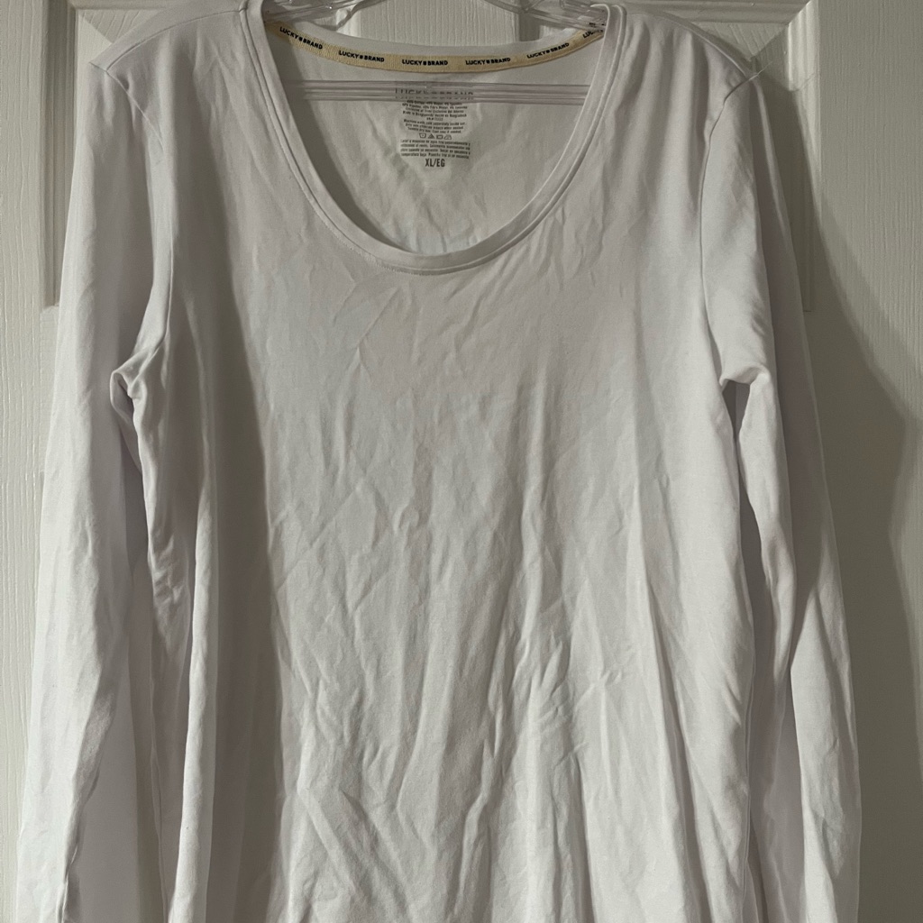 Lucky Brand Xl Ladies Singles Long Sleeve Crewneck White Shirt 45